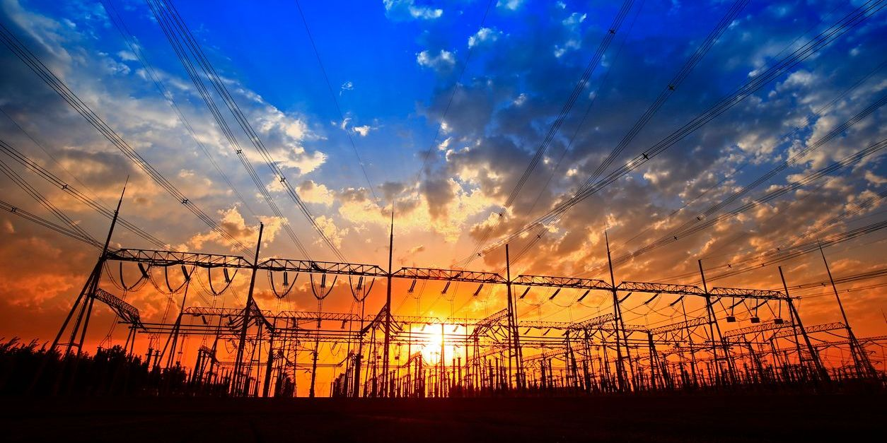 Electric power substation with transformers and high-voltage equipment