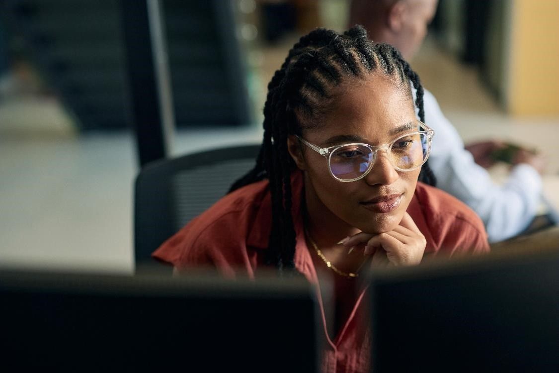 An Engineer looking at a computer screen