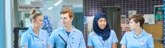 nurses walking in a hospital