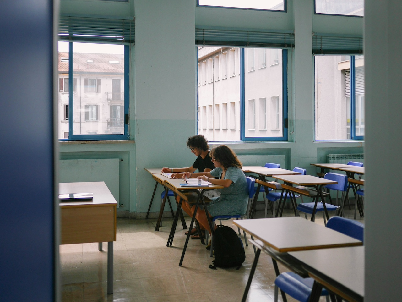 Two students in school.