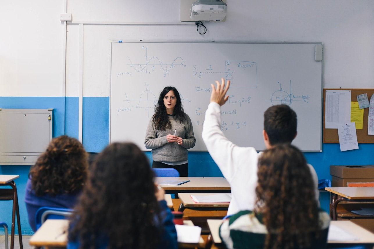 Teacher speaking to her classroom