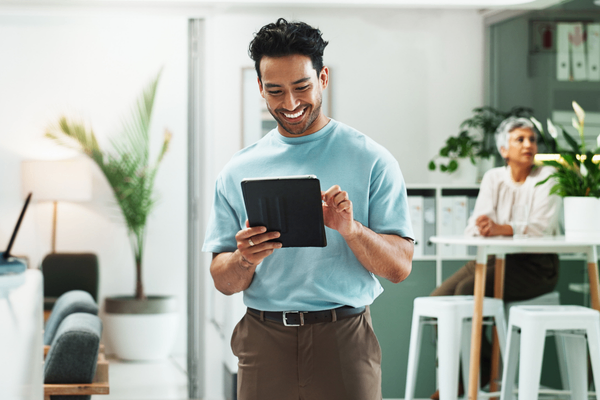 CTO on tablet looking at 2026 salary data