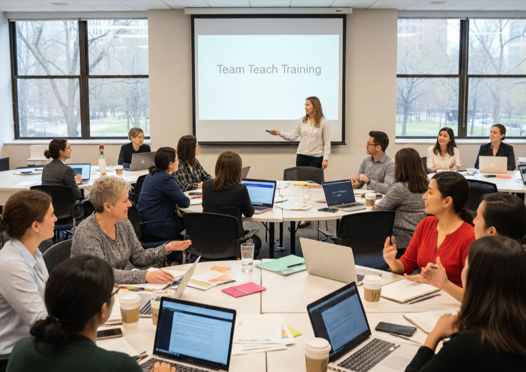Teachers having Team Teach training