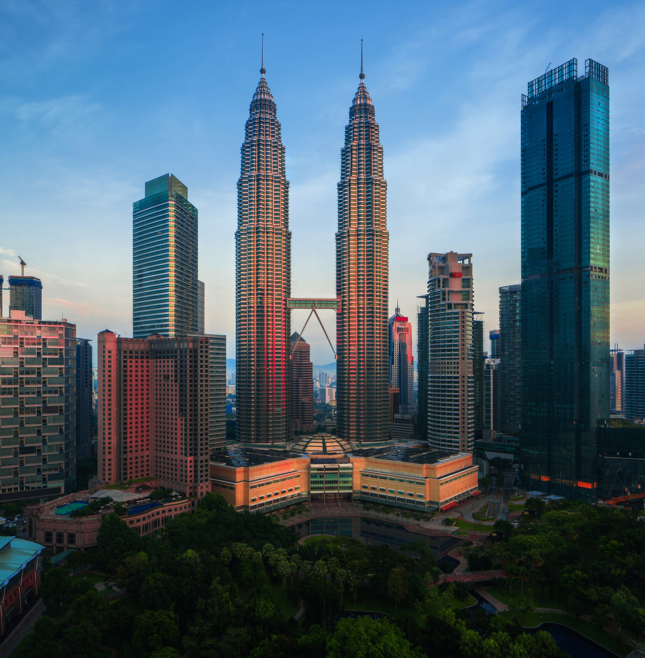 City scape of morning sunrise in Kuala lumpur city