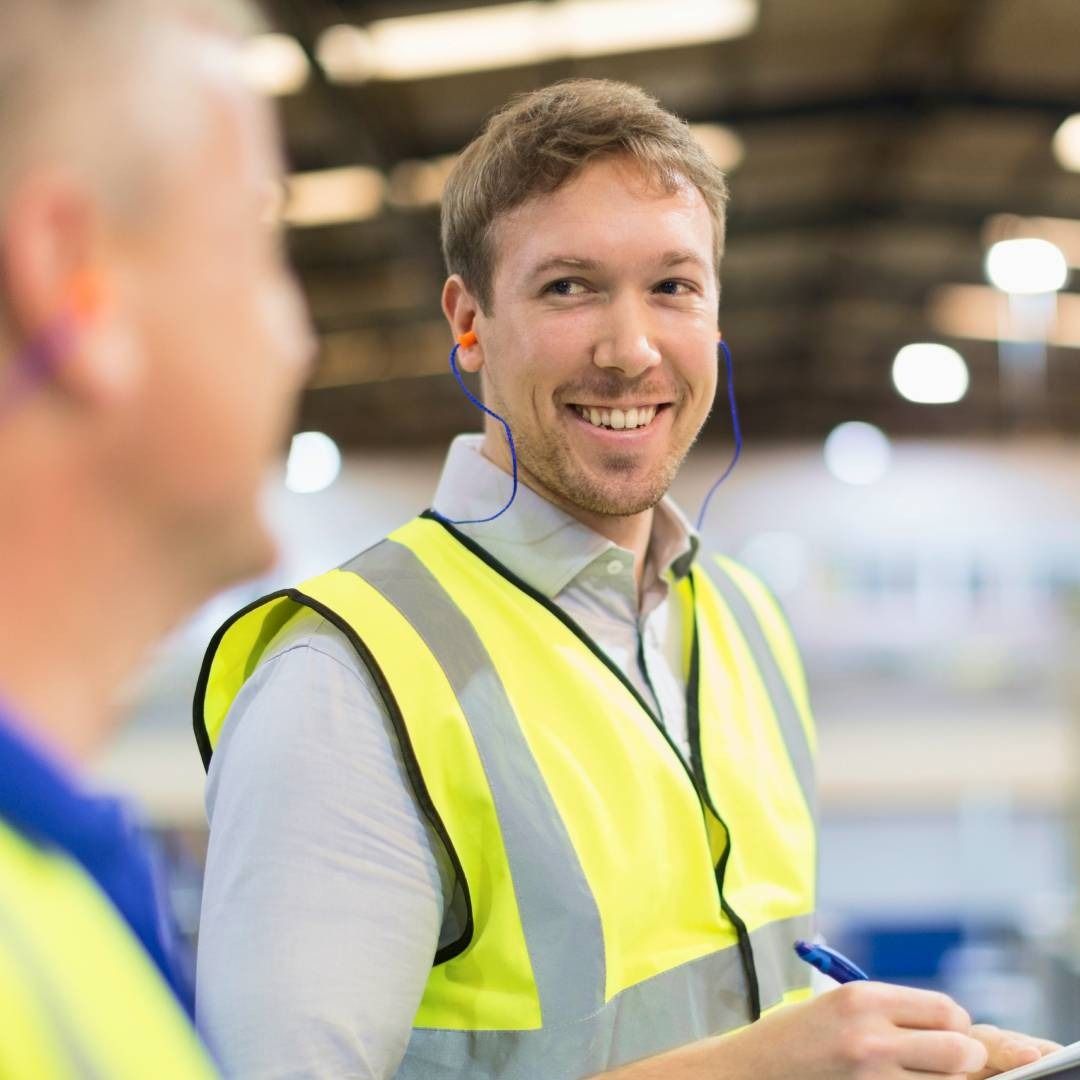 Happy manufacturing manager