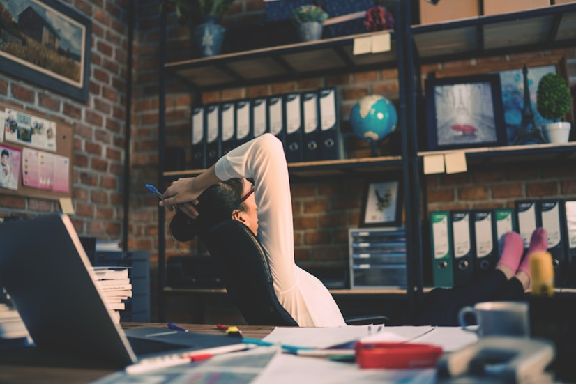 A woman at her desk 