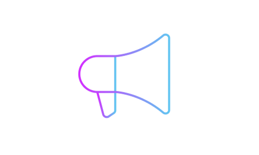 Green megaphone icon mounted on a rectangular backing plate, representing go-to-market strategy or marketing communication