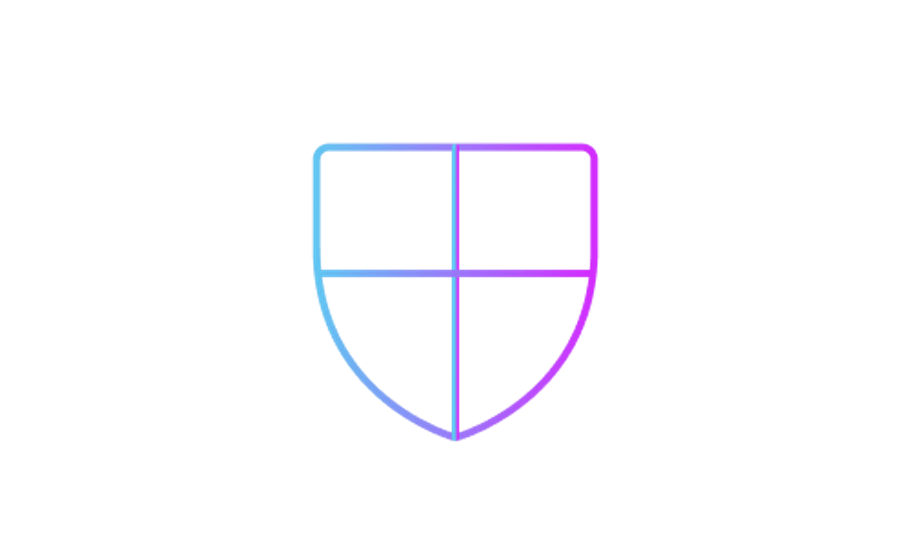  Blue and white digital shield with a fingerprint icon, symbolising cybersecurity protection and identity verification