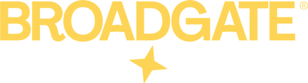 A gold logo displaying the name of Broadgate