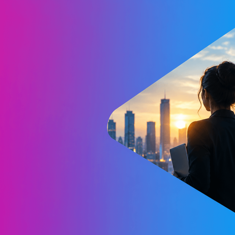 Professional overlooking a modern city representing 25 years of connecting ambitious businesses with the people who build what’s next