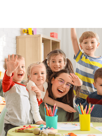 Group of children in a school nursery.