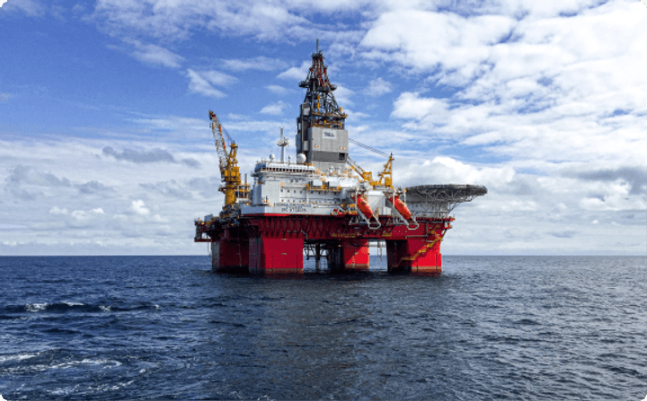 Offshore oil and gas drilling platform at sea
