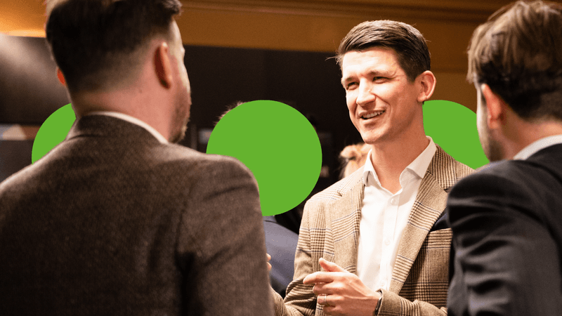 Man networking at company event