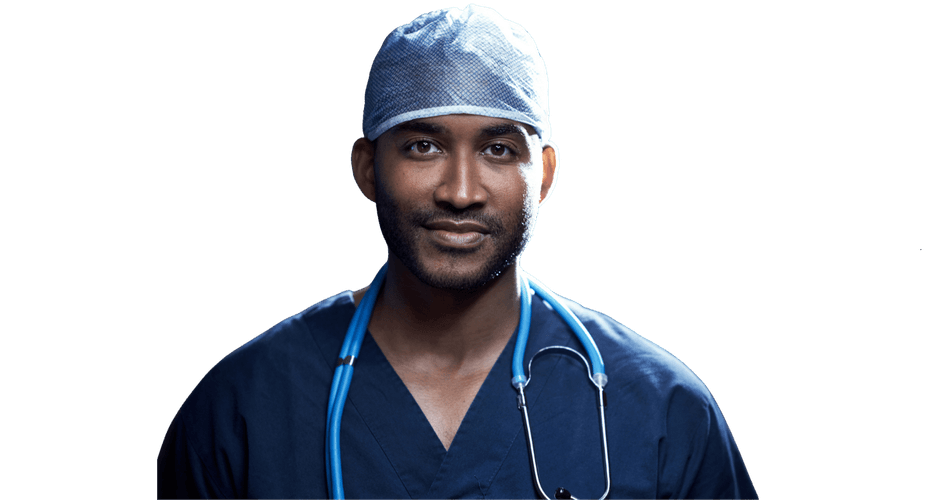Surgical team member in scrubs
