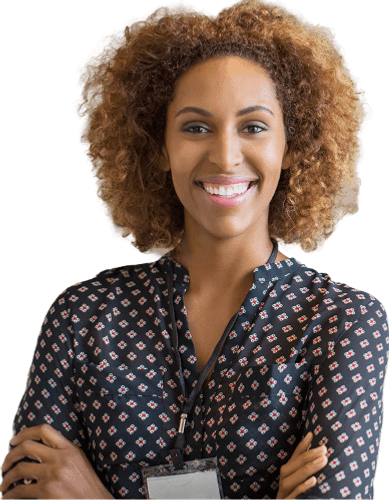 Confident healthcare professional, symbolising expertise, reliability, and customer-led workforce solutions.