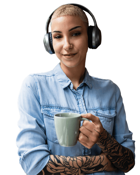 Smiling woman working from home 