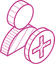 pink plus coin and person icon