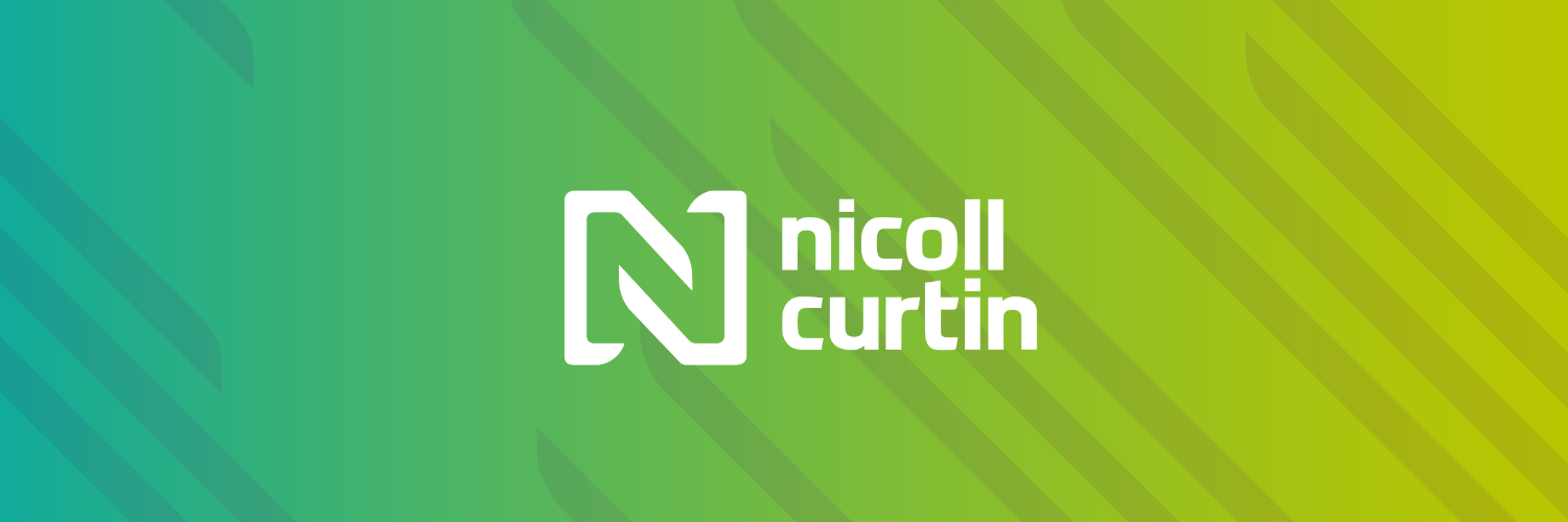 A modern logo for Nicoll Curtin, characterized by clean lines and a sophisticated colour palette, representing the brand's identity.