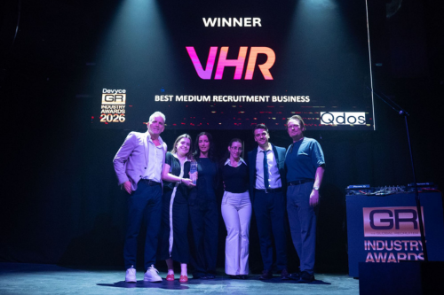 VHR celebrates winning the Best Medium Recruitment Business award at the GRI Industry Awards 2026. The team gathered on stage to mark this achievement, recognising excellence, innovation, and performance within the recruitment industry.
