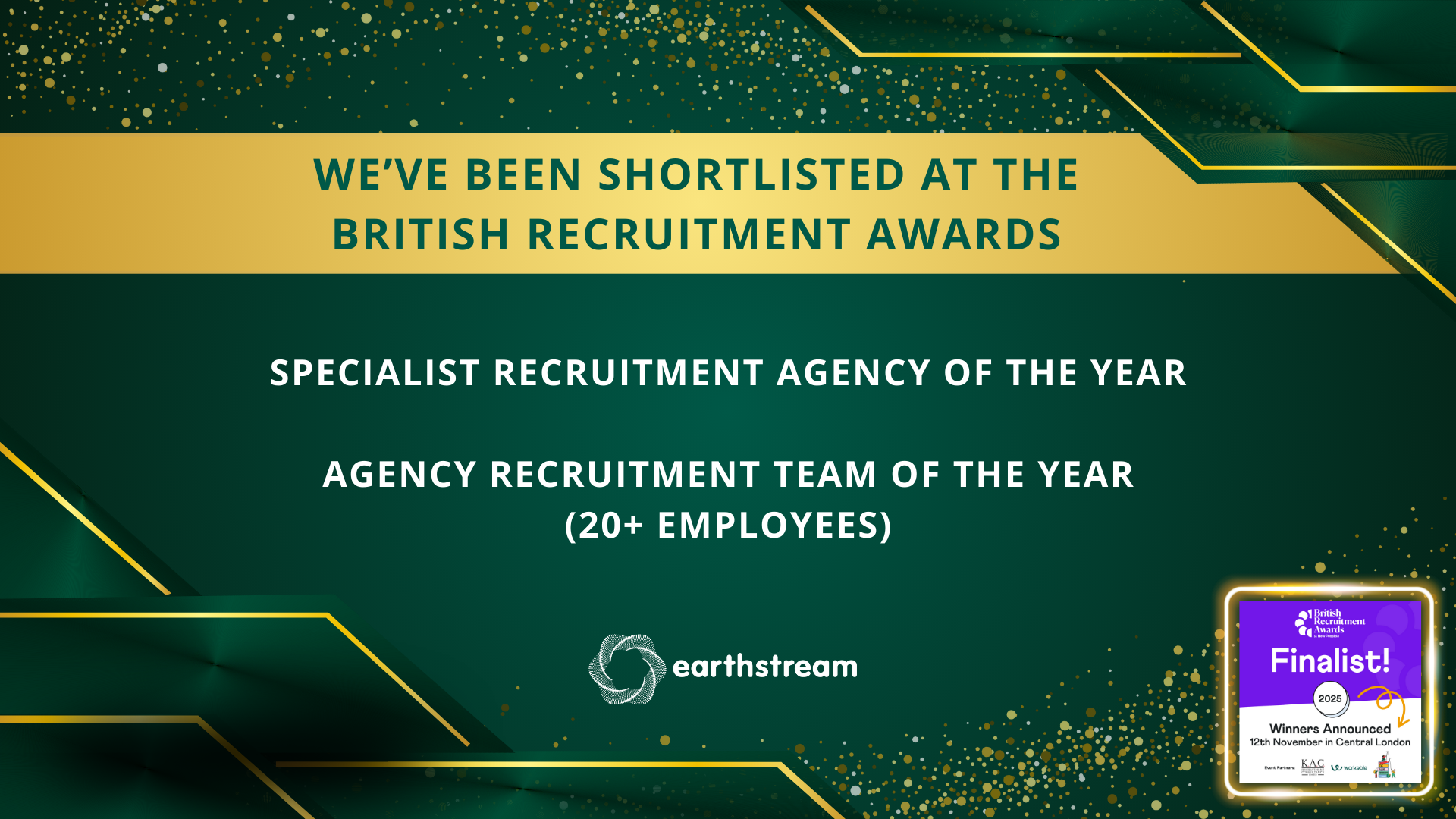 EarthStream Shortlisted at the British Recruitment Awards 2025