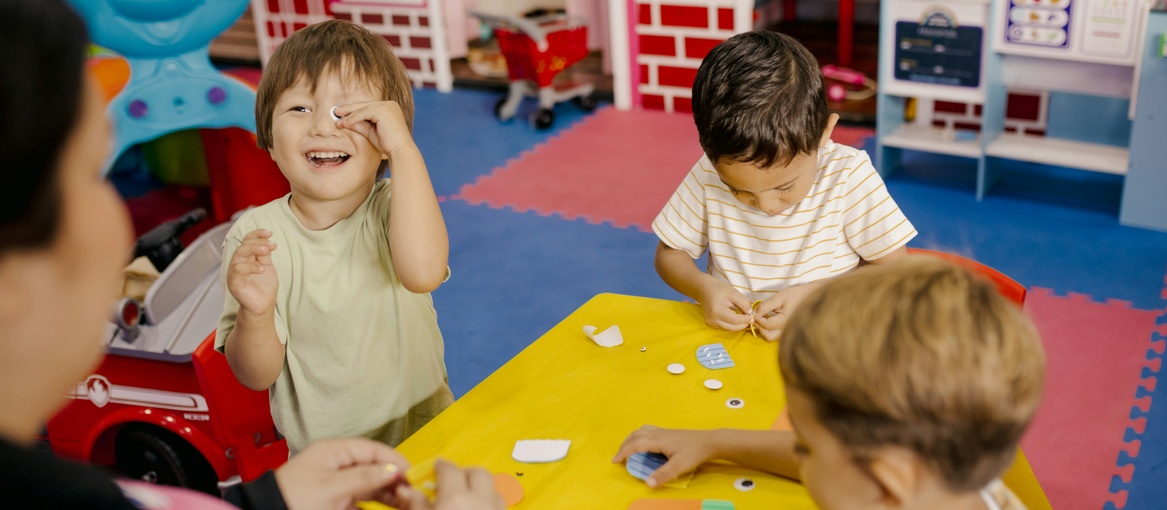 kids playing and smiling