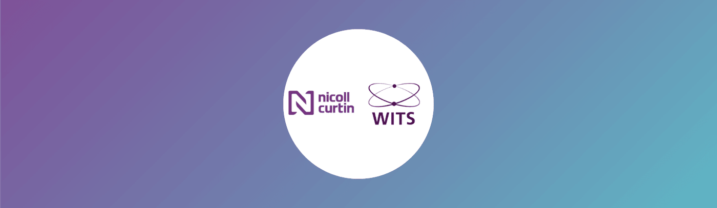 Logo of Nicoll Curtin, a recruitment agency, alongside the logo of WITS Ireland (Women in Technology and Science).