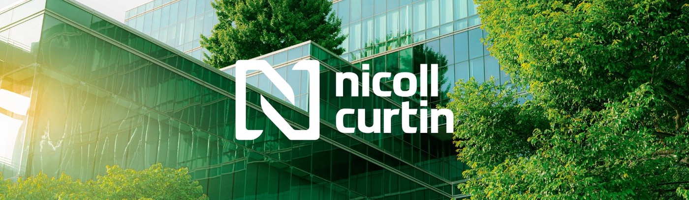 Nicoll Curtin logo featuring a modern design with bold typography and a professional color scheme.