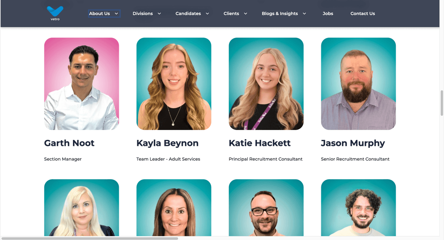 Vetro Recruitment Website Design 4