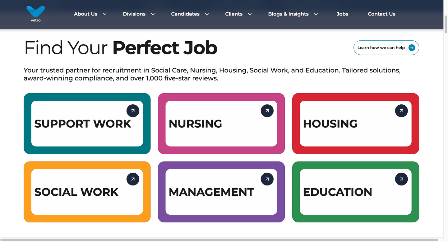 Vetro Recruitment Website Design 3